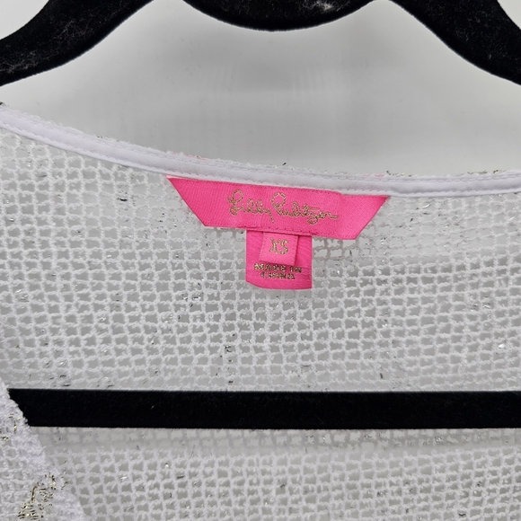 Lilly Pulitzer Ellio Metallic Wave Foil Mesh Caftan Swimsuit Cover Up Dress XS - Picture 6 of 7